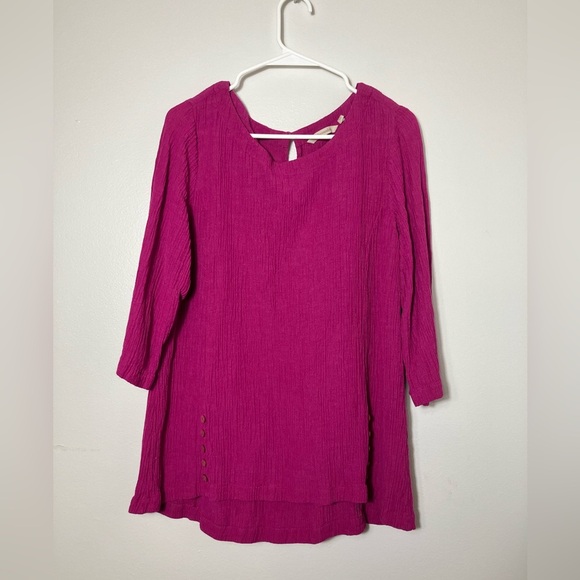 Soft Surroundings Sz L Gauzy Top Lightweight Casual Pinkish Purple Tunic - Picture 1 of 9
